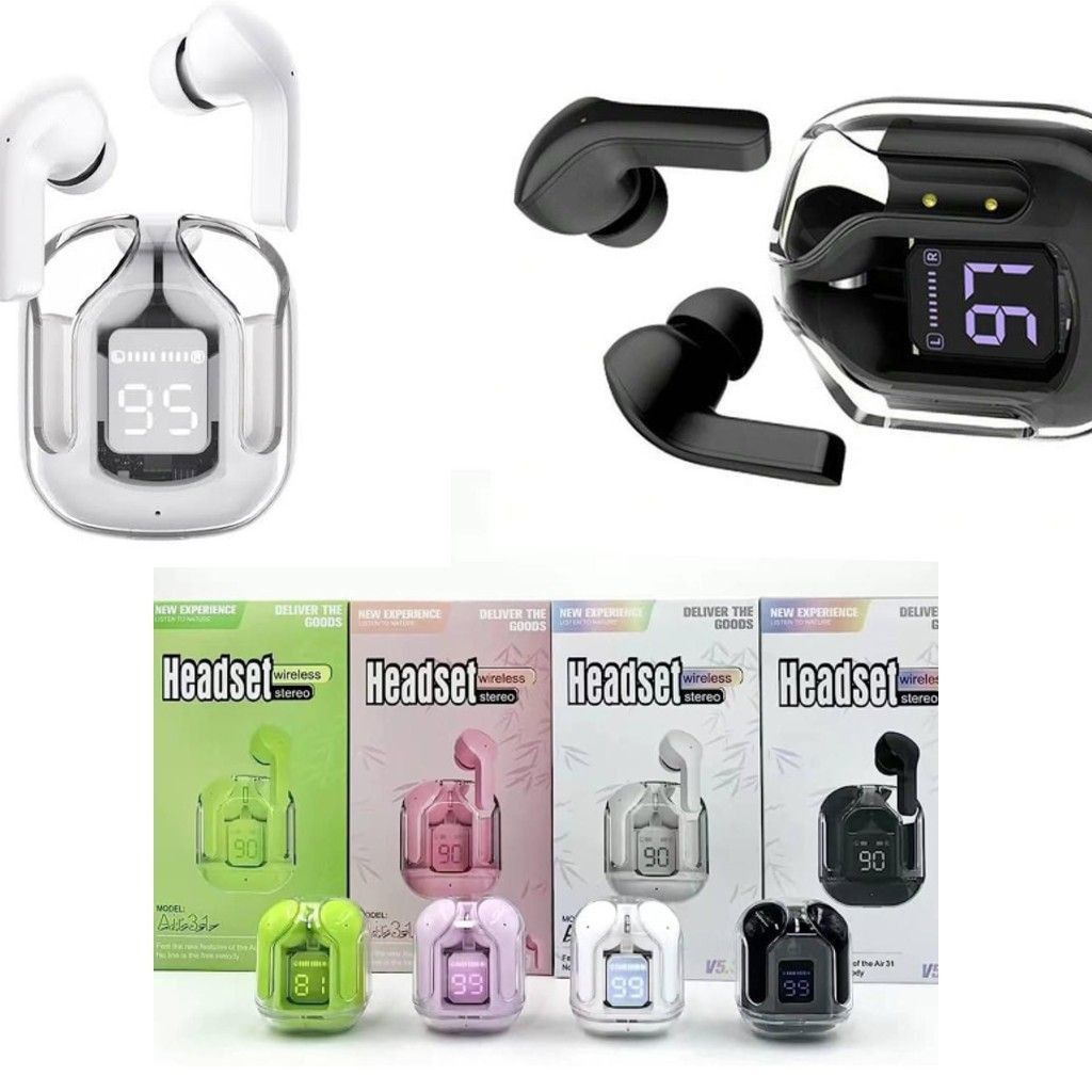 Air31 Earbuds Wireless Crystal Transparent Body - Shezlin Bazaar