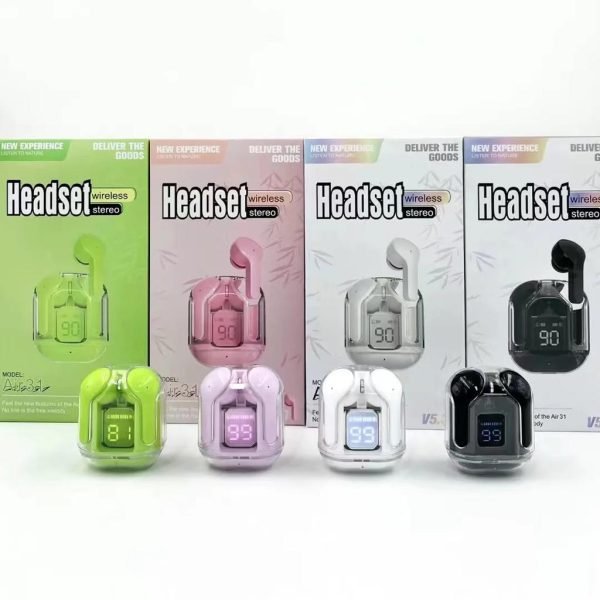 Air31 Earbuds Wireless Crystal Transparent Body - Shezlin Bazaar