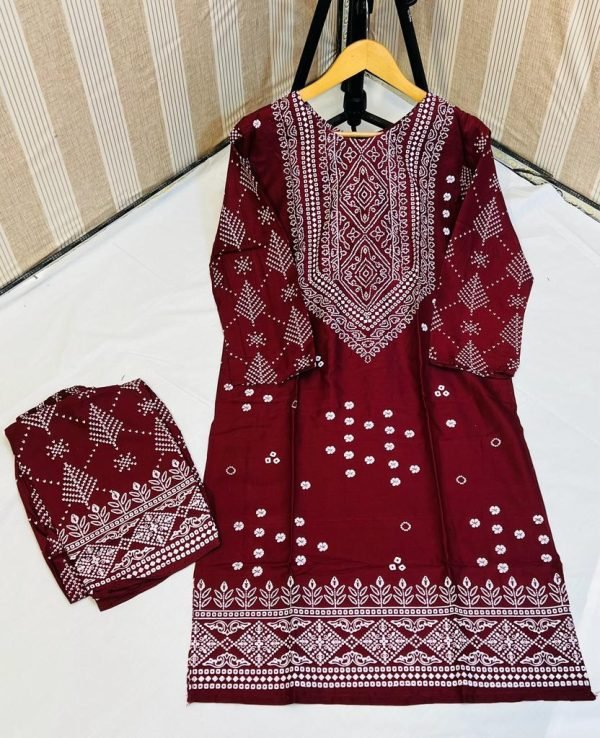 Chunri Print 2pc Stitched Suit (Dress Shirt And Trouser) - Shezlin Bazaar