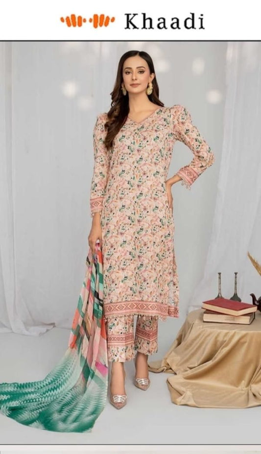 Khaadi Brand 3 Piece Digital Printed Lawn Unstitched Suit New Collection 2025 - Shezlin Bazaar