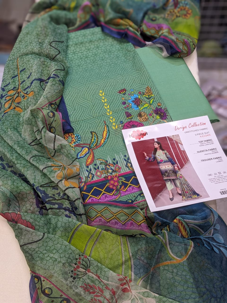 Khaadi Doriya Collection 3 Pcs Lawn | Unstitched Fabric Casual Wear - Shezlin Bazaar