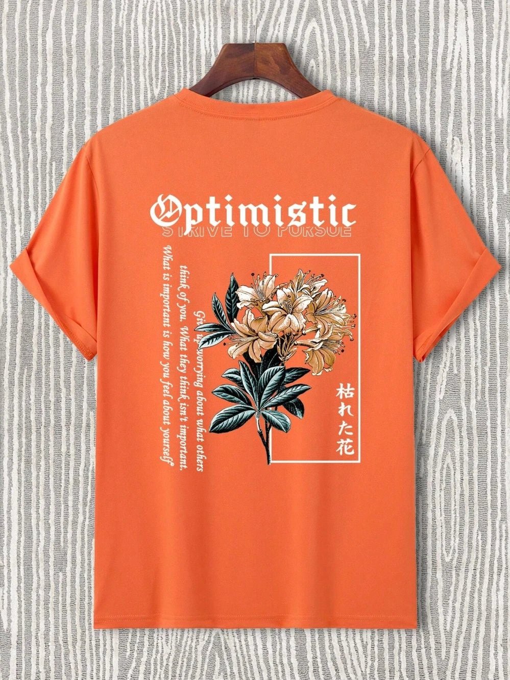 Optimistic Strive To Porsue Harajuku Flower Printing Male Tshirt Oversized Loose T Shirts Cotton T Shirts Breathable T-Shirts - Shezlin Bazaar